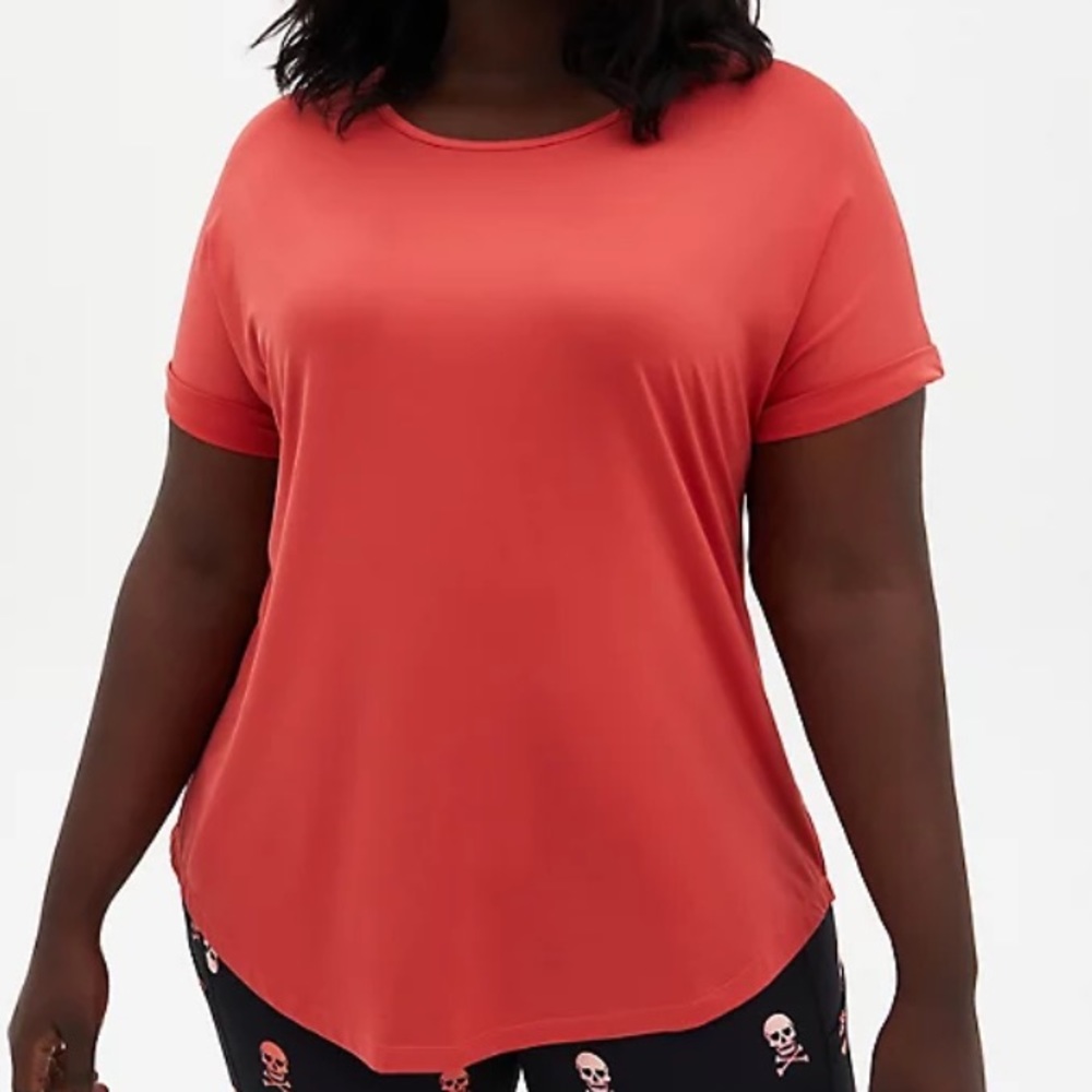 NWT TORRID Cranberry Red Wicking Active Tech Tee Sz 0